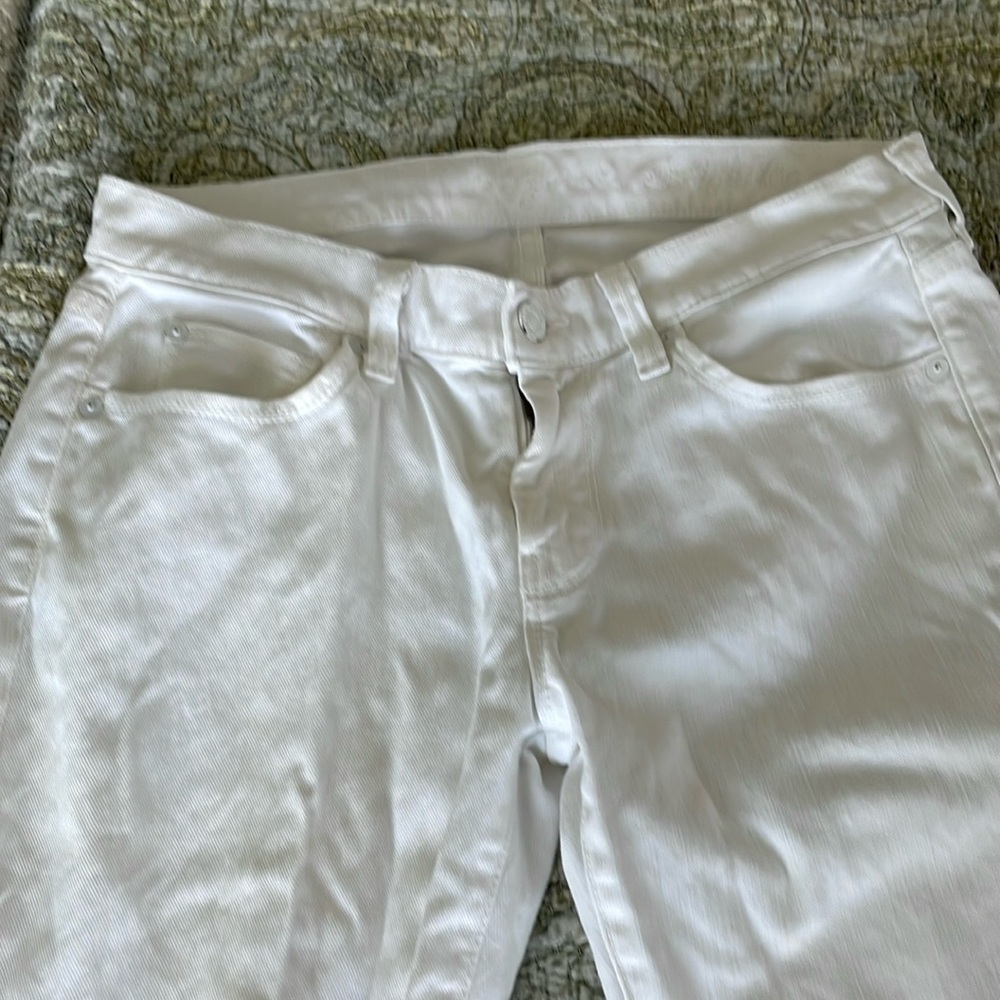7 for all mankind low rise straight leg white jeans